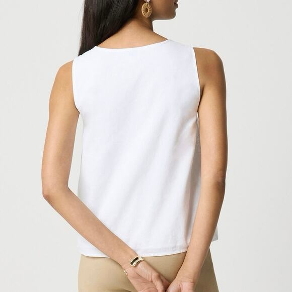 NWT J.Crew Factory Linen-Blend Button-Front Lined Shell Vest In White Size XS - Picture 2 of 10